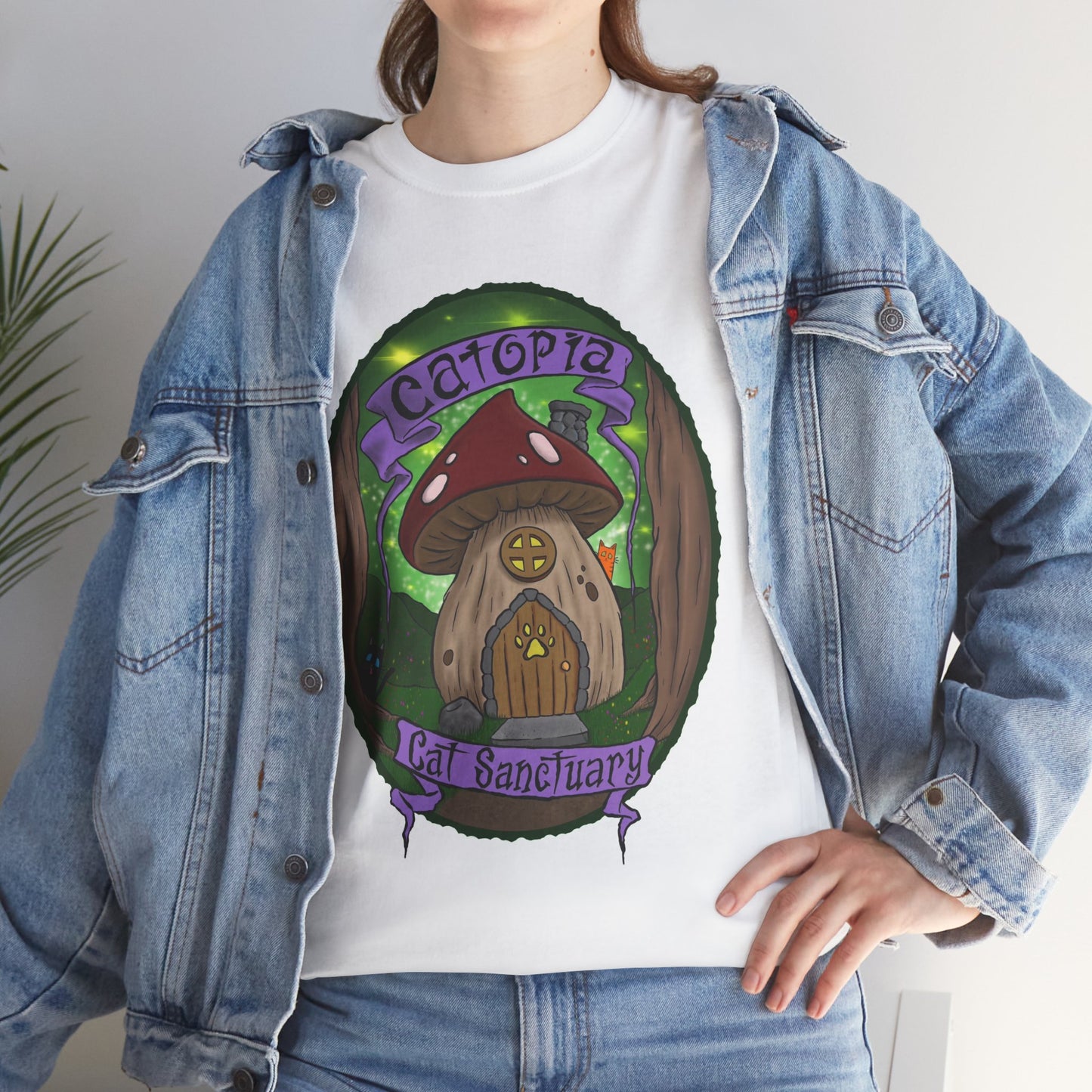 Catopia Cat Sanctuary T Shirt - Mushroom Design